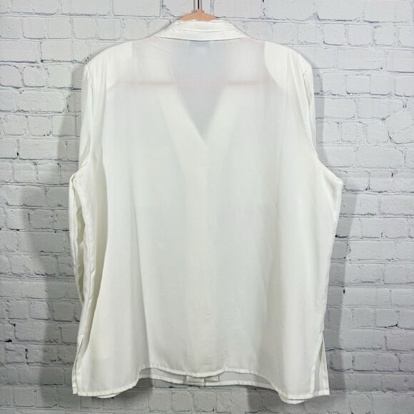 Vintage 90’s Y2K Blouse Button Women XL Long Sleeve Basic Preppy Office - Picture 2 of 11